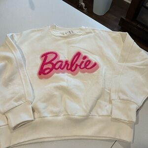 Wrangler Barbie White Sweatshirt with Pink Logo
